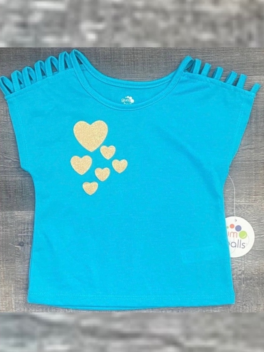 💞 New Baby & Toddler Girl Size 24 Months Blue Glitter Heart Active Top